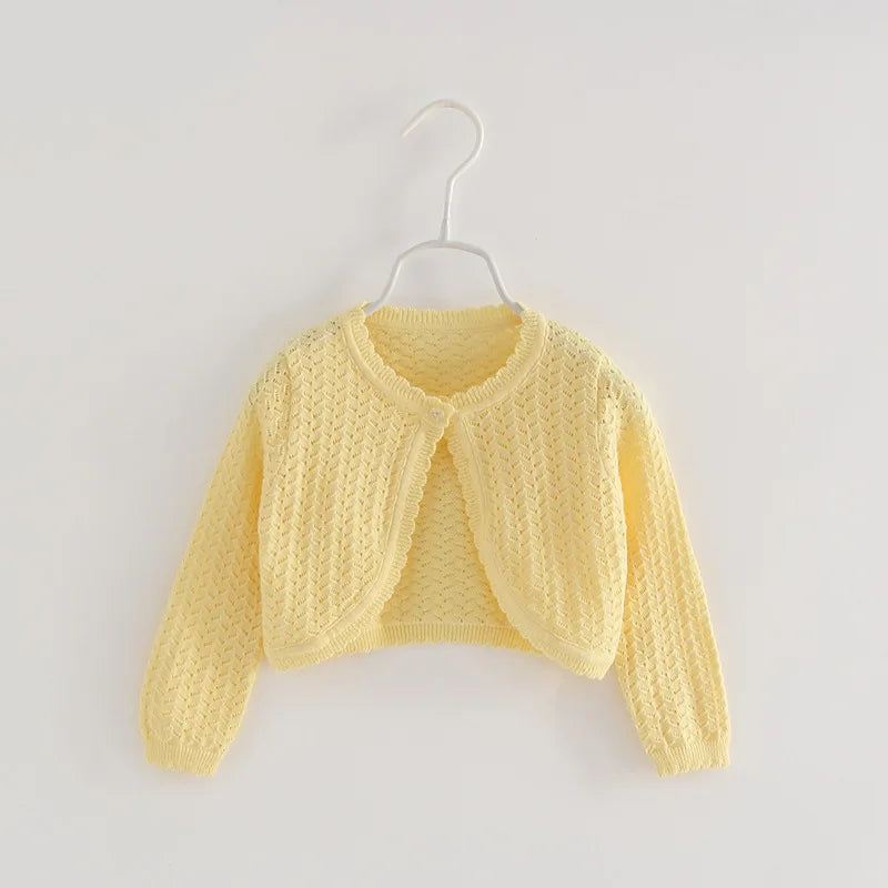 Girls Autumn Knit Cardigan Cotton Bolero Baby Child Sweater Shawl Cardigan Casual Solid Knit Long Sleeve Jacket Shrug Sweaters GONZALES ONLINE SHOP