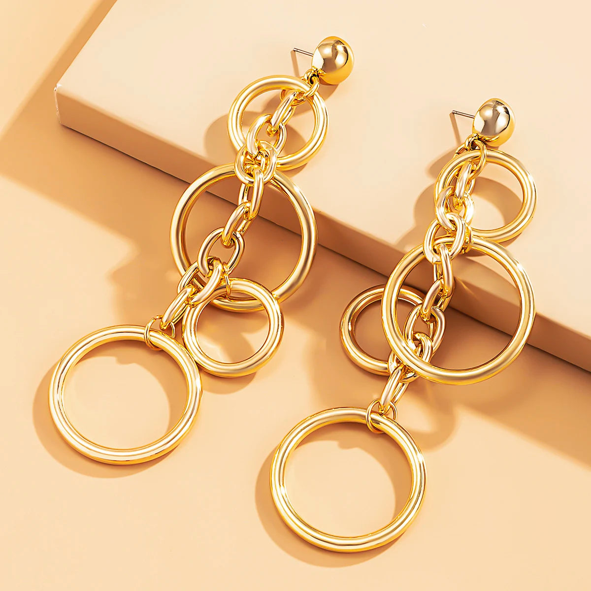 SHIXIN Punk Long Big Circle Link Chain Earrings for Women Hiphop Statement Large Drop Earrings Fashion 2021 Earring Jewelry Gift GONZALES ONLINE SHOP