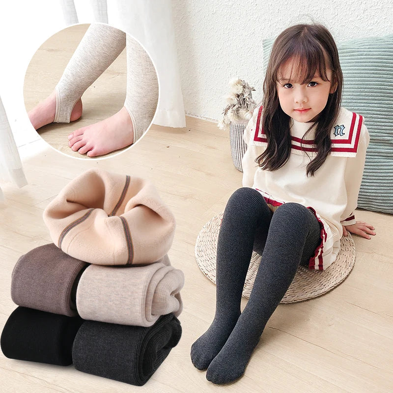 Girls winter plus velvet extra thick pantyhose child strips warm pants Polar Fleece Lining kids baby leggings cotton stockings GONZALES ONLINE SHOP