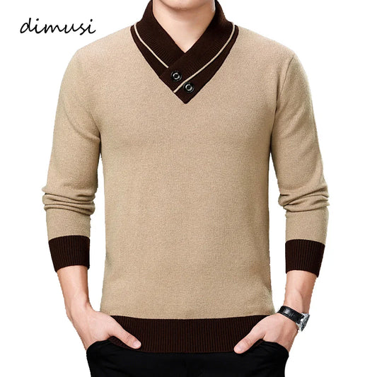 DIMUSI Winter Men;s Sweater Casual Man V-Neck Turtleneck Knitted Sweater Mens Business Double-Collar Knitted Pullovers Clothing GONZALES ONLINE SHOP