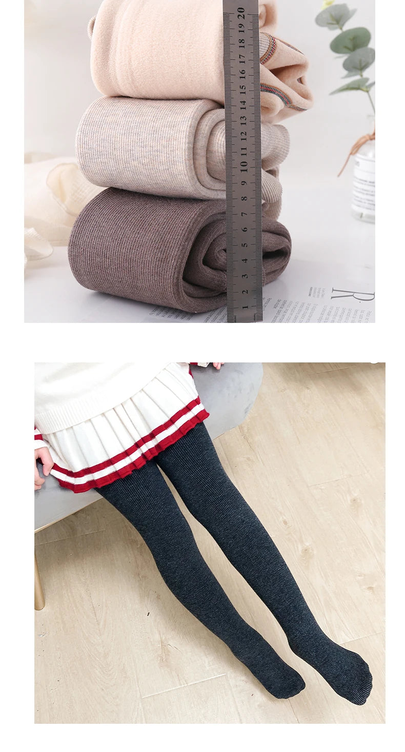 Girls winter plus velvet extra thick pantyhose child strips warm pants Polar Fleece Lining kids baby leggings cotton stockings GONZALES ONLINE SHOP