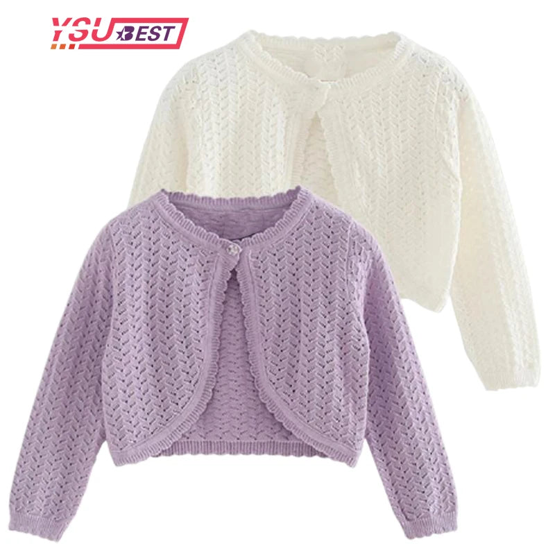 Girls Autumn Knit Cardigan Cotton Bolero Baby Child Sweater Shawl Cardigan Casual Solid Knit Long Sleeve Jacket Shrug Sweaters GONZALES ONLINE SHOP