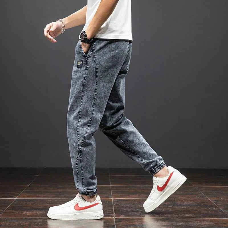 Spring Summer Black Blue Cargo Jeans Men Streetwear Denim Jogger Pants Men Baggy Harem Jean Trousers Plus Size
