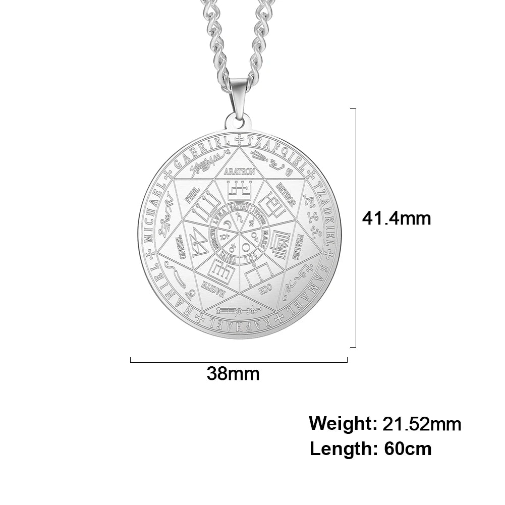 Teamer Seven Archangels Charm Necklaces Men Women Seal of Solomon Pendant Supernatural Protection Amulet Magic Talisman Jewelry GONZALES ONLINE SHOP