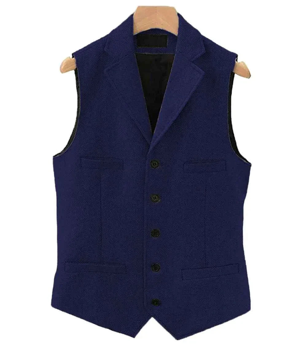Men's Wool Tweed Vest Classic Brown Suit Waistcoat for Timeless Style - GONZALES ONLINE SHOP