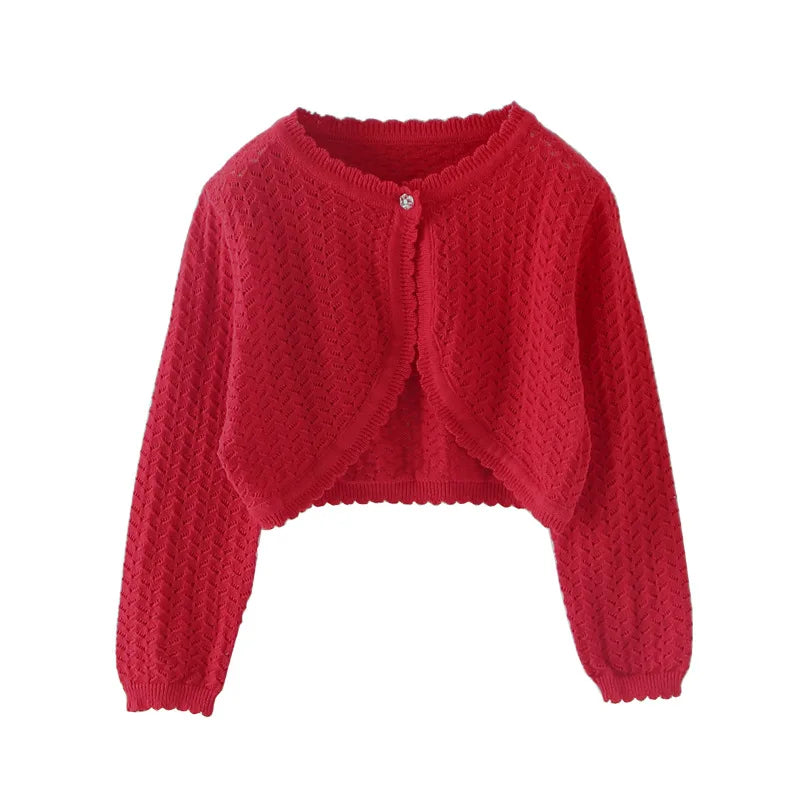 Girls Autumn Knit Cardigan Cotton Bolero Baby Child Sweater Shawl Cardigan Casual Solid Knit Long Sleeve Jacket Shrug Sweaters GONZALES ONLINE SHOP