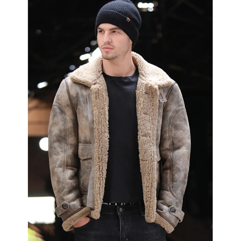 LUHAYESA Thick Real Sheepskin Coat Men Winter Warm Brown Fur Clothing New Genuine Leather Natural Sheepskin Leather Outwear GONZALES ONLINE SHOP