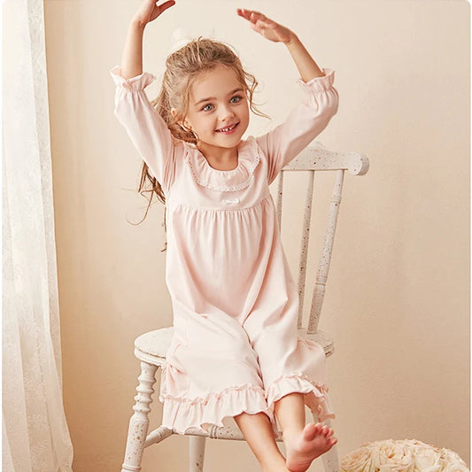 Children Girl Lolita Dress Princess Sleepshirts Vintage Kid Ruffles Nightgowns.Courtly Style Toddler Nightdress Lounge Sleepwear GONZALES ONLINE SHOP