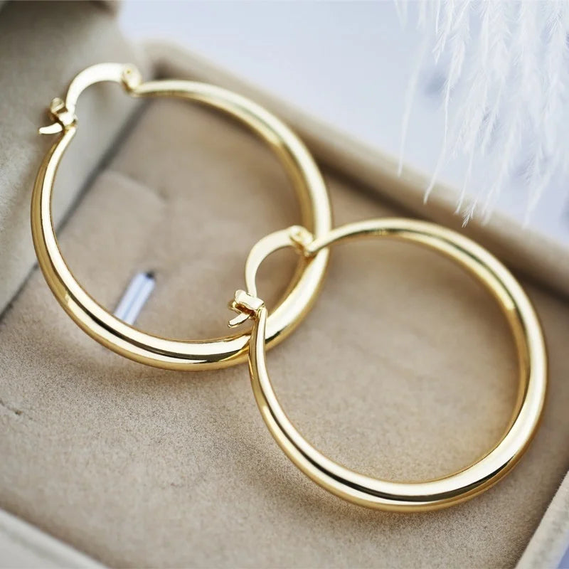 Delysia King Women Trendy Simplicity Alloy Round Birthday Party Hoop Earrings Smooth Surface Banquet Grace Jewellery GONZALES ONLINE SHOP