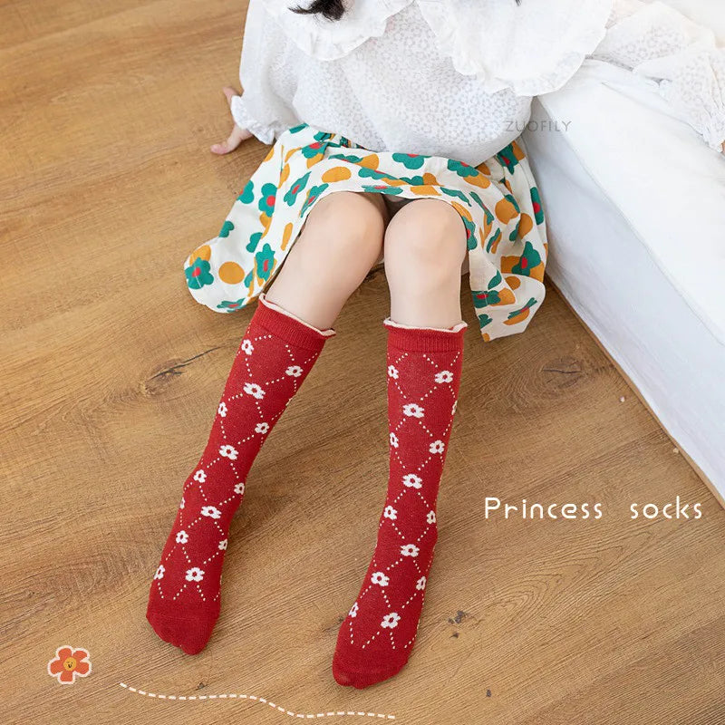 New Infant Baby Girls Boys Soft Cotton Children Socks Kids Knee High Cute Printing Long Sock Candy Color Toddler Newborn Socken GONZALES ONLINE SHOP