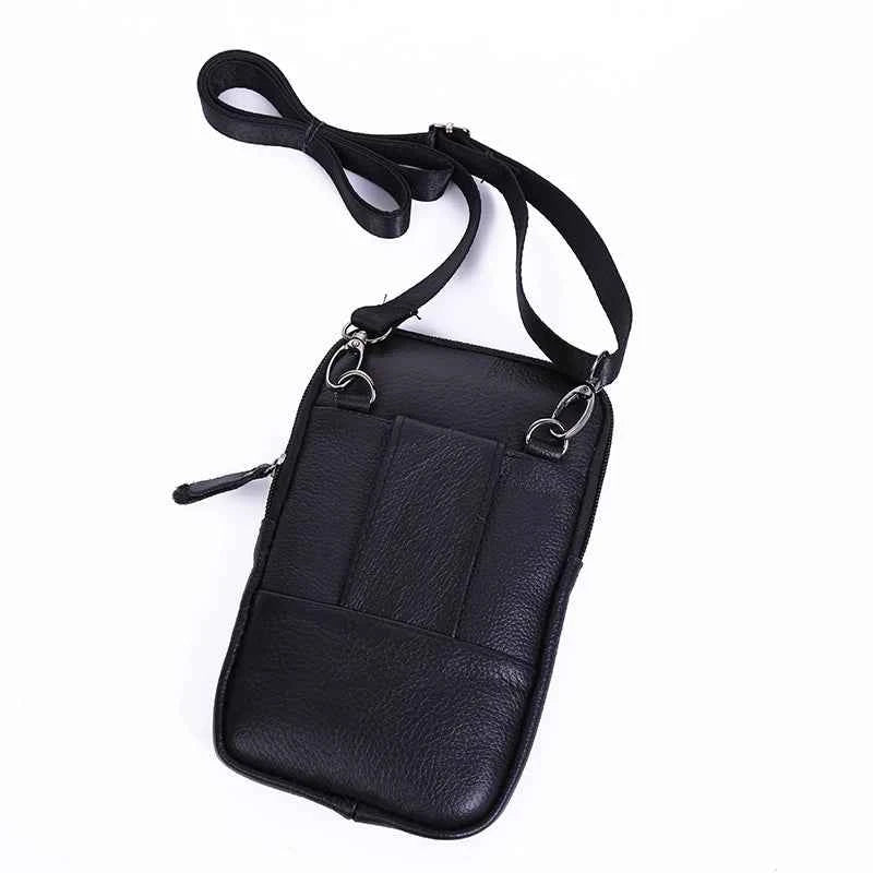 Leather Fashion Phone Pouch Belt Bag Shoulder Crossbody Waist Pack Vintage Outdoor Multi-function Mens Leisure Hanging Waist Bag