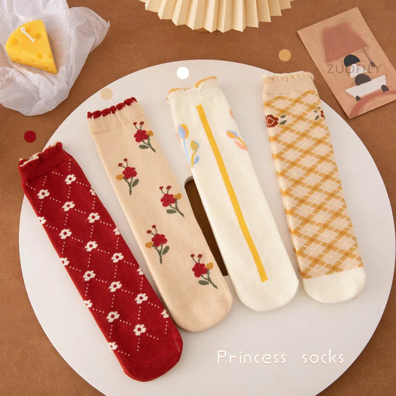 New Infant Baby Girls Boys Soft Cotton Children Socks Kids Knee High Cute Printing Long Sock Candy Color Toddler Newborn Socken GONZALES ONLINE SHOP