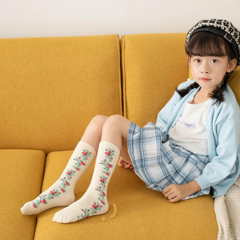 New Infant Baby Girls Boys Soft Cotton Children Socks Kids Knee High Cute Printing Long Sock Candy Color Toddler Newborn Socken GONZALES ONLINE SHOP