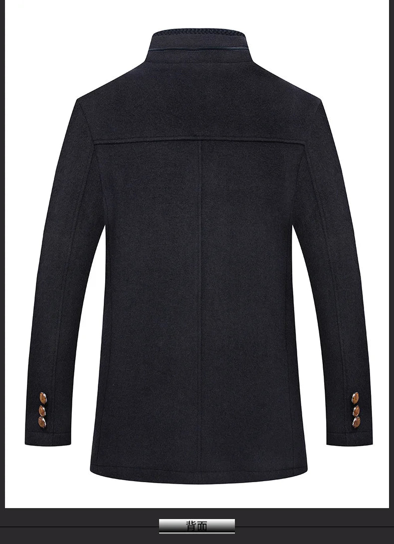 Autumn Winter Wool Jacket Coat Men&#39;s Fashion Double Collar Blends Thicken Male Business Warm Long Sleeve Male Trench Overcoat GONZALES ONLINE SHOP