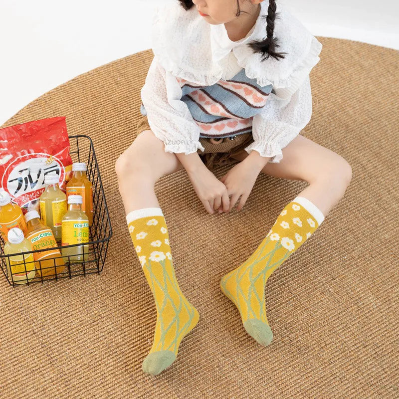 New Infant Baby Girls Boys Soft Cotton Children Socks Kids Knee High Cute Printing Long Sock Candy Color Toddler Newborn Socken GONZALES ONLINE SHOP