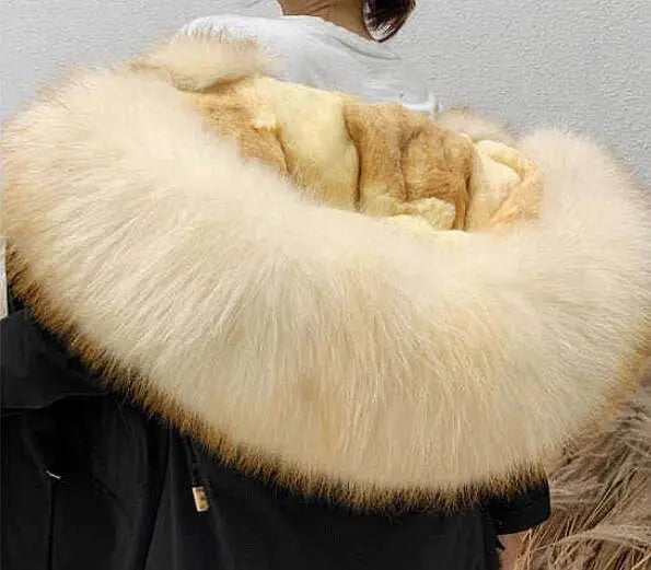 HANZANGL Men's Fur Coat 2022 Winter High Quality Fashion With Fur Hooded Lined Thick Warm Parkas Outerwear Mid-length With Long GONZALES ONLINE SHOP