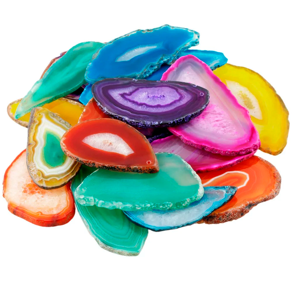 SUNYIK Natural Agate Onyx Slices Top Drilled Irregular Shapes Colourful Pendant For DIY Jewelry Home Decoration Accessories GONZALES ONLINE SHOP