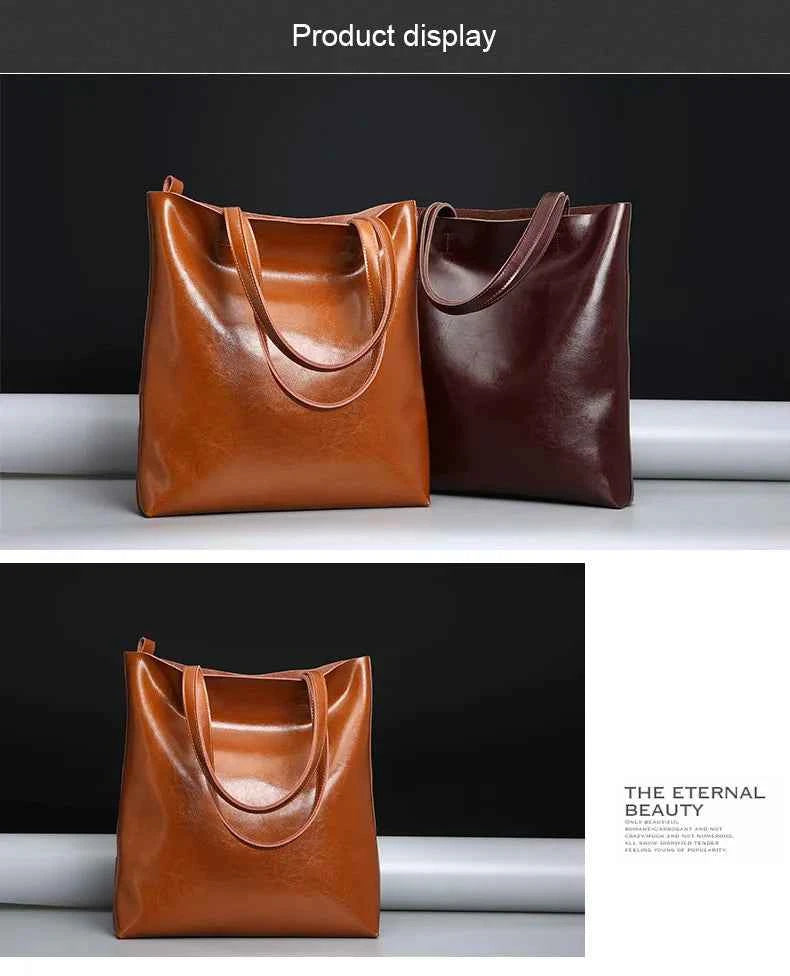 Cow Leather Bag Ladies Genuine Leather Handbags Big Women Bag Large Vintage Female 2023 Office Hand Shoulder Bags For Women Tote