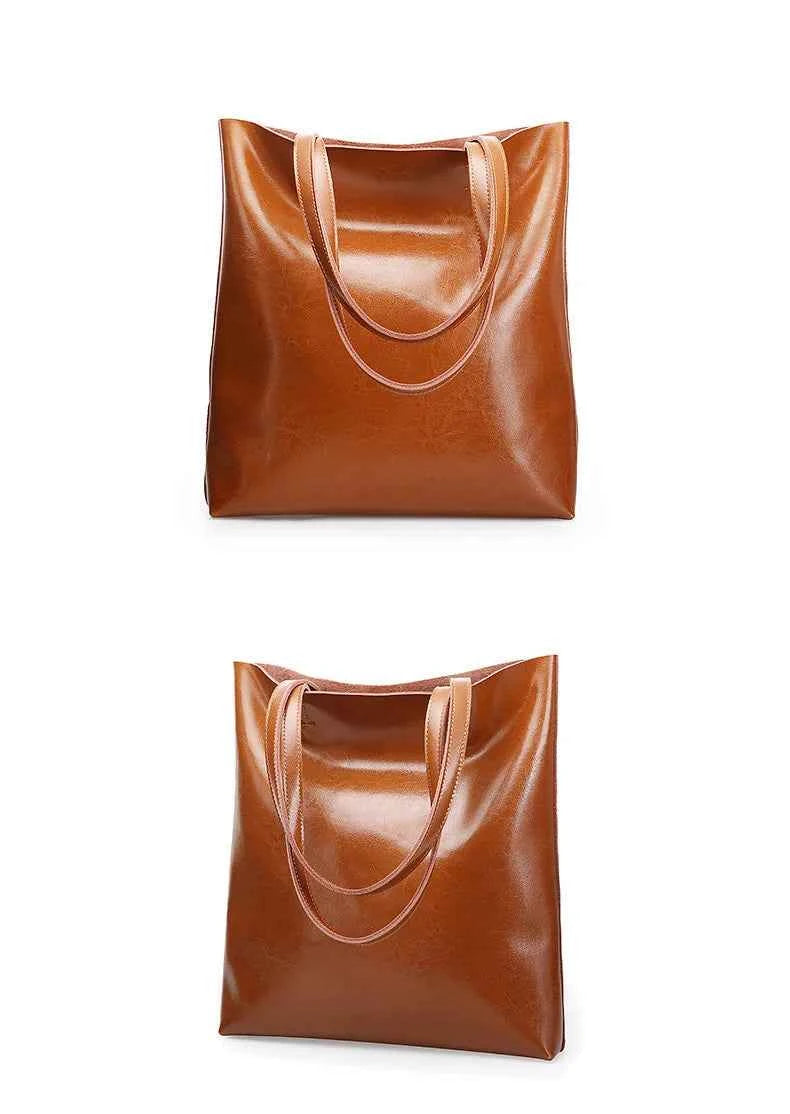 Cow Leather Bag Ladies Genuine Leather Handbags Big Women Bag Large Vintage Female 2023 Office Hand Shoulder Bags For Women Tote