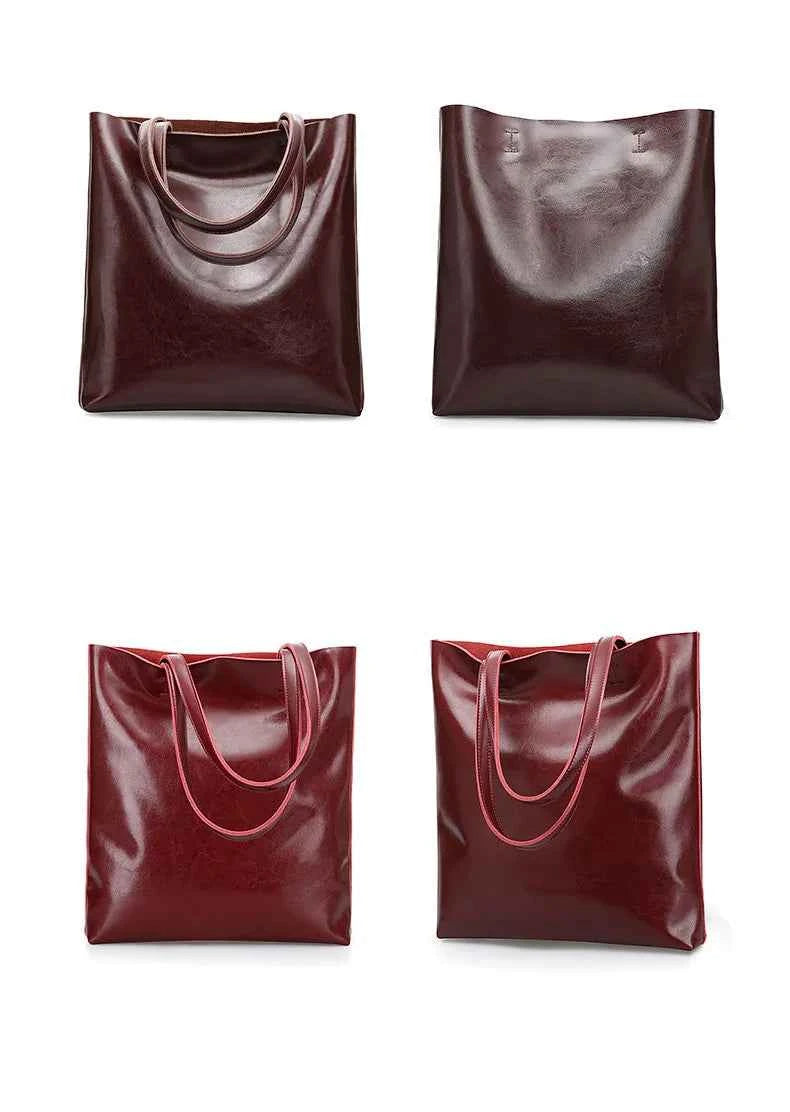 Cow Leather Bag Ladies Genuine Leather Handbags Big Women Bag Large Vintage Female 2023 Office Hand Shoulder Bags For Women Tote