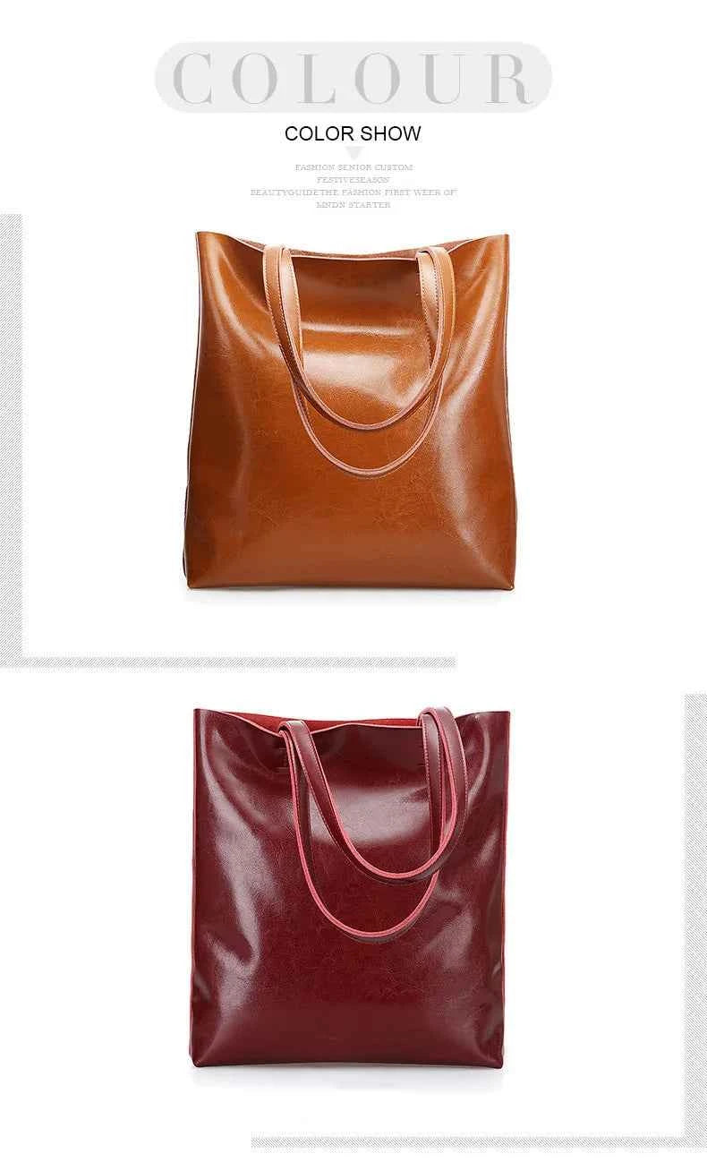 Cow Leather Bag Ladies Genuine Leather Handbags Big Women Bag Large Vintage Female 2023 Office Hand Shoulder Bags For Women Tote