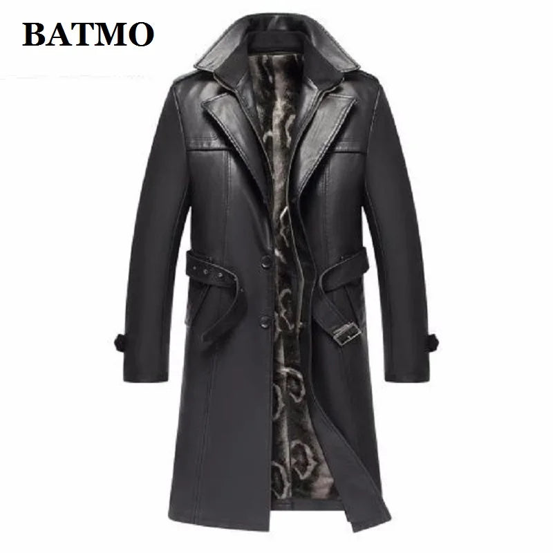 Batmo 2024 new arrival autumn&winter real Leather thicked trench coat men,Leather jacket men,Long Overcoat plus-size S-5XL GONZALES ONLINE SHOP