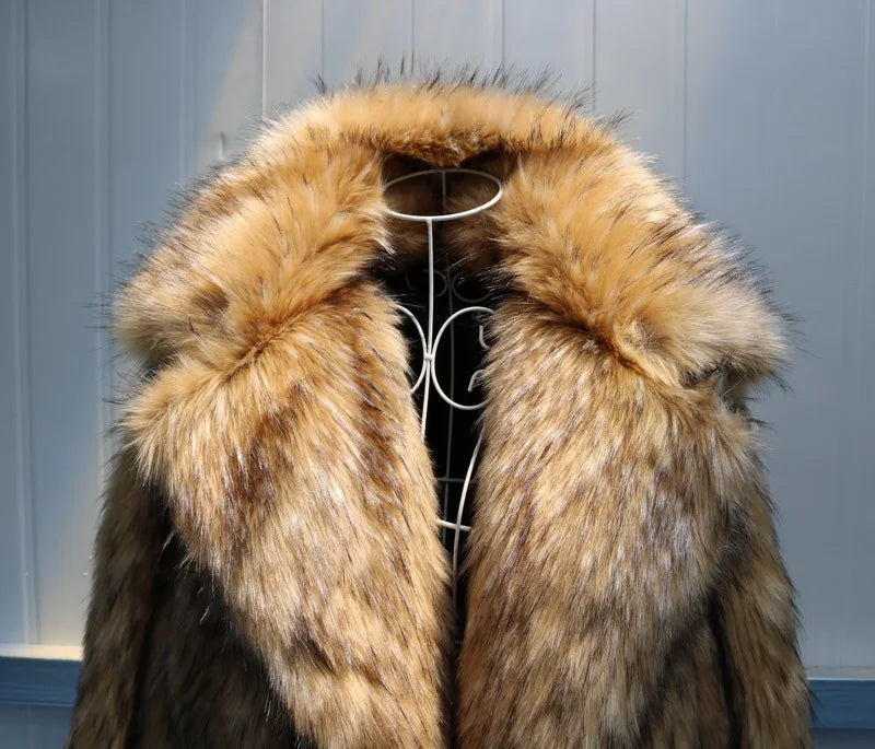 S-6XL New Fashion Cold Winter Jackets For Men 2021 Raccoon Fur Warm Coats Male Soft Faux Fur Trench Overcoats Autumn Clothing GONZALES ONLINE SHOP