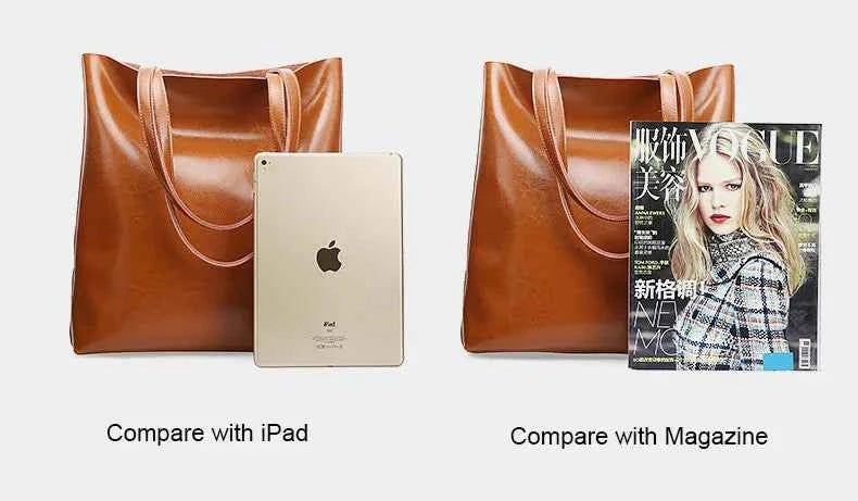 Cow Leather Bag Ladies Genuine Leather Handbags Big Women Bag Large Vintage Female 2023 Office Hand Shoulder Bags For Women Tote