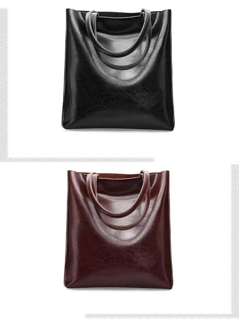 Cow Leather Bag Ladies Genuine Leather Handbags Big Women Bag Large Vintage Female 2023 Office Hand Shoulder Bags For Women Tote
