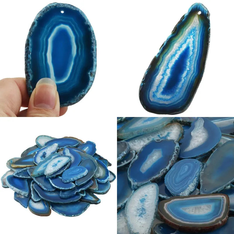 SUNYIK Natural Agate Onyx Slices Top Drilled Irregular Shapes Colourful Pendant For DIY Jewelry Home Decoration Accessories GONZALES ONLINE SHOP