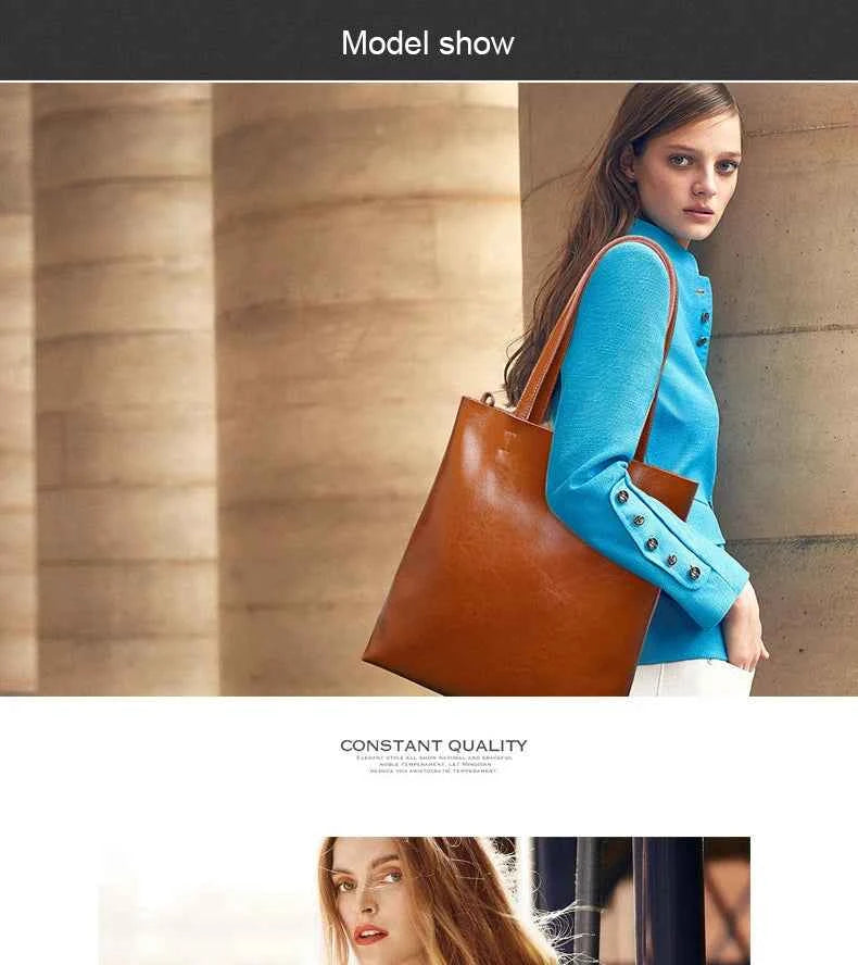 Cow Leather Bag Ladies Genuine Leather Handbags Big Women Bag Large Vintage Female 2023 Office Hand Shoulder Bags For Women Tote