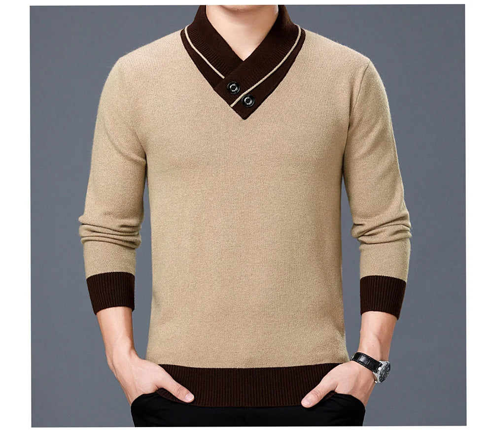 DIMUSI Winter Men;s Sweater Casual Man V-Neck Turtleneck Knitted Sweater Mens Business Double-Collar Knitted Pullovers Clothing GONZALES ONLINE SHOP