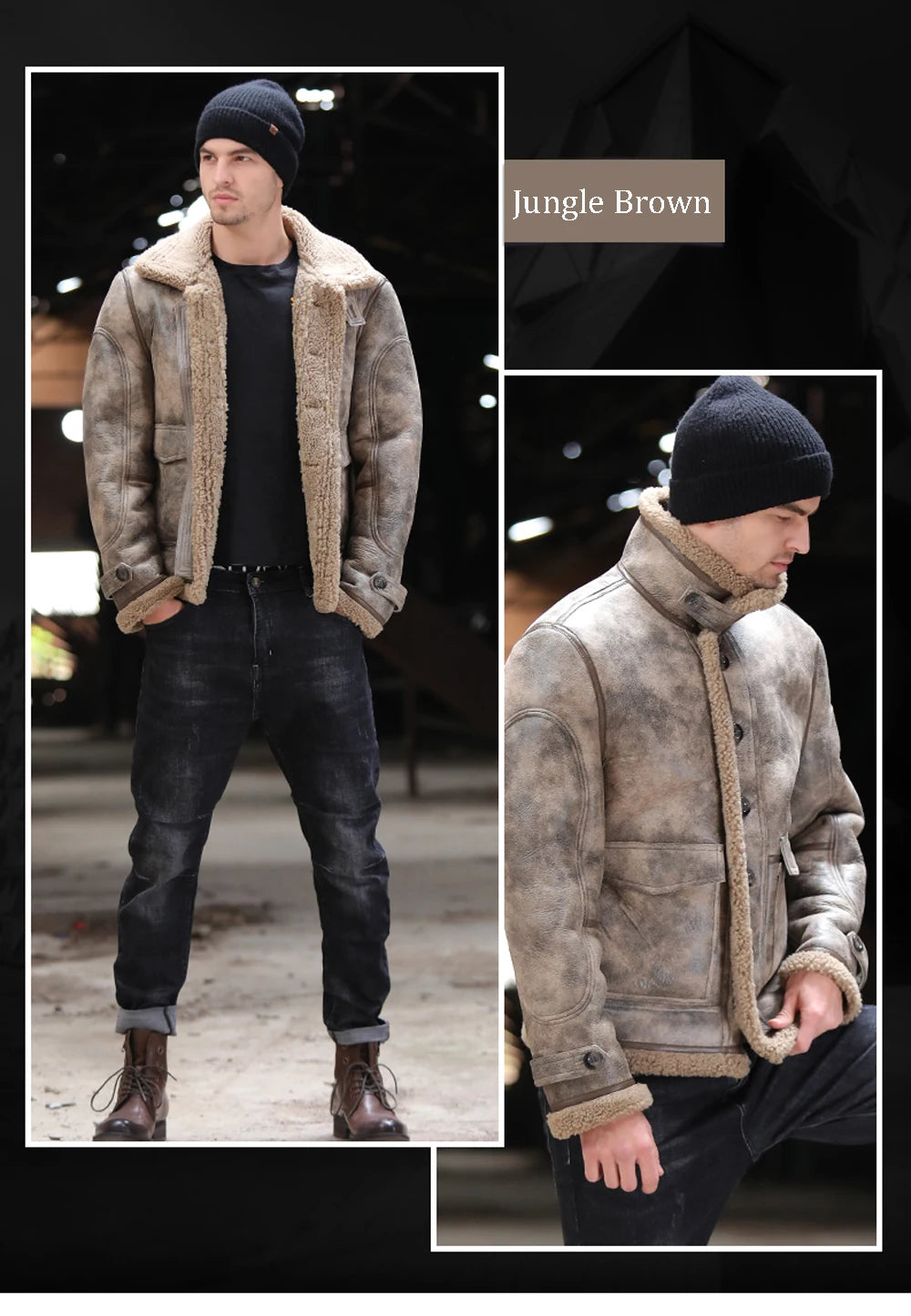 LUHAYESA Thick Real Sheepskin Coat Men Winter Warm Brown Fur Clothing New Genuine Leather Natural Sheepskin Leather Outwear GONZALES ONLINE SHOP