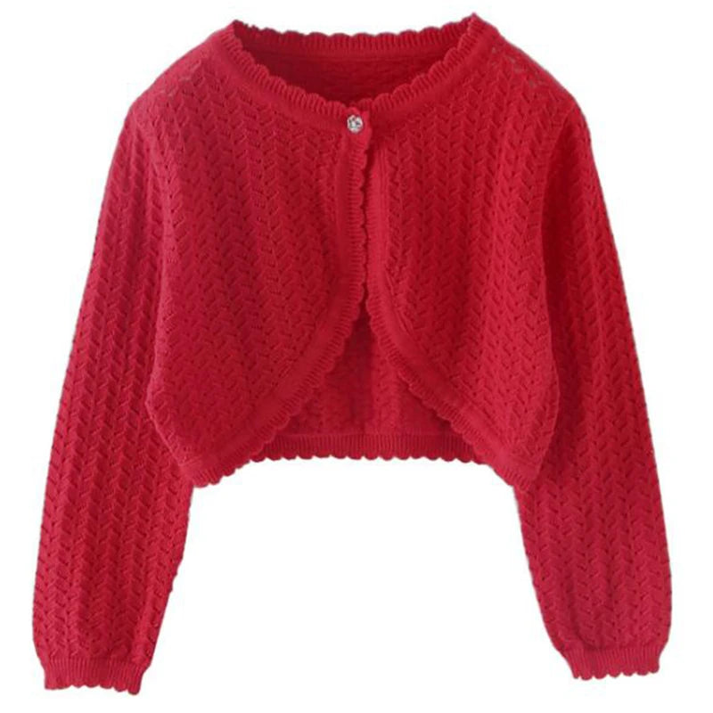 Girls Autumn Knit Cardigan Cotton Bolero Baby Child Sweater Shawl Cardigan Casual Solid Knit Long Sleeve Jacket Shrug Sweaters GONZALES ONLINE SHOP