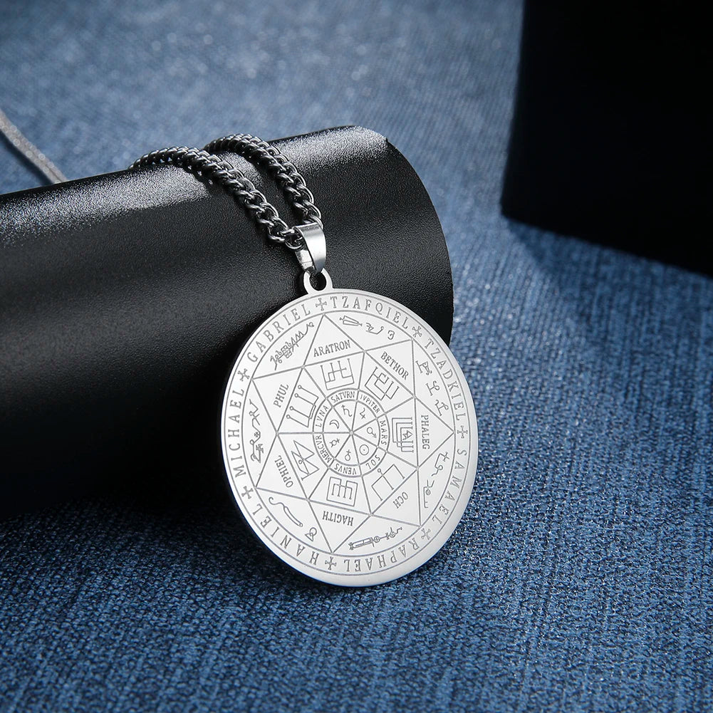 Teamer Seven Archangels Charm Necklaces Men Women Seal of Solomon Pendant Supernatural Protection Amulet Magic Talisman Jewelry GONZALES ONLINE SHOP