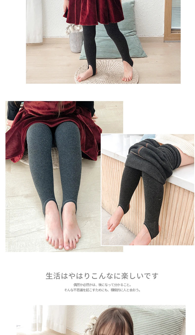 Girls winter plus velvet extra thick pantyhose child strips warm pants Polar Fleece Lining kids baby leggings cotton stockings GONZALES ONLINE SHOP