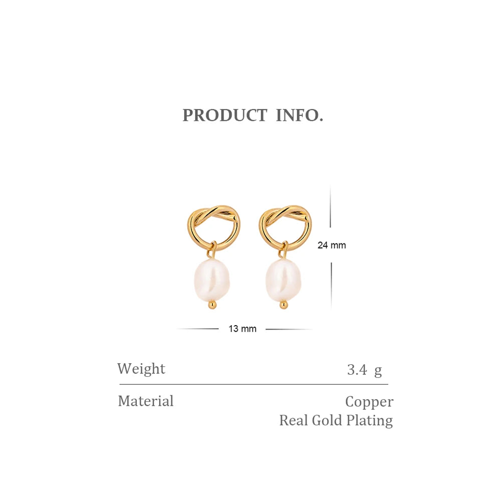 Yhpup Minimalist Natural Pearls Dangle Earrings Fashion Korean Simple Elegant Metal Texture Stylish Jewelry for Girl Gift GONZALES ONLINE SHOP