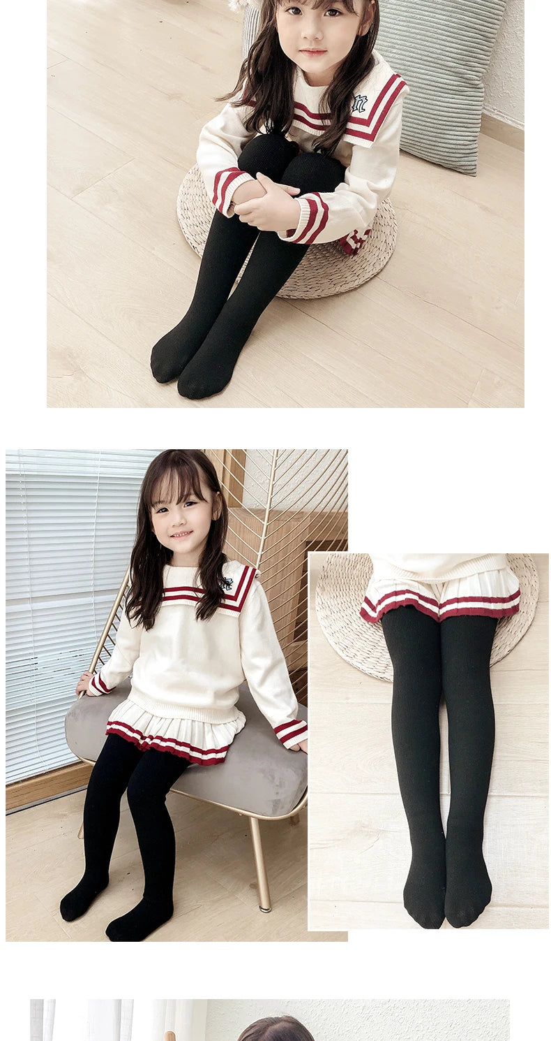 Girls winter plus velvet extra thick pantyhose child strips warm pants Polar Fleece Lining kids baby leggings cotton stockings GONZALES ONLINE SHOP