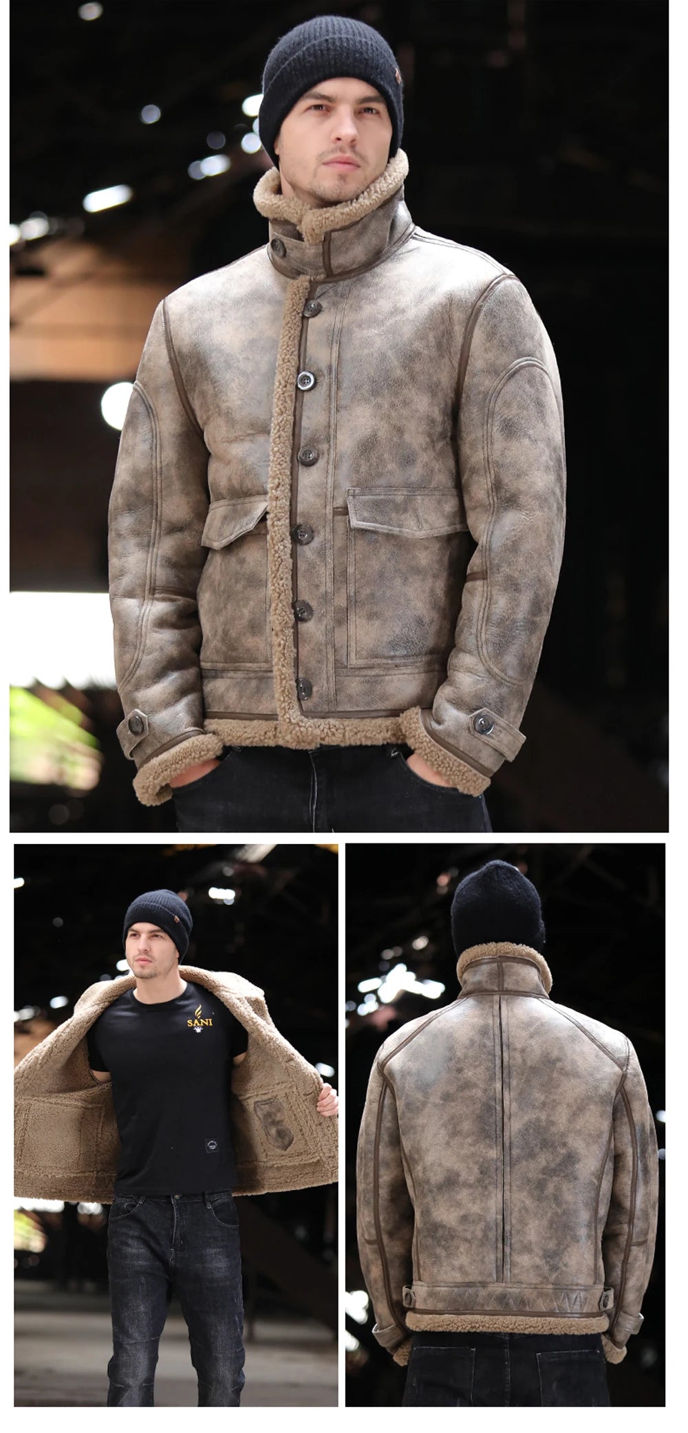 LUHAYESA Thick Real Sheepskin Coat Men Winter Warm Brown Fur Clothing New Genuine Leather Natural Sheepskin Leather Outwear GONZALES ONLINE SHOP