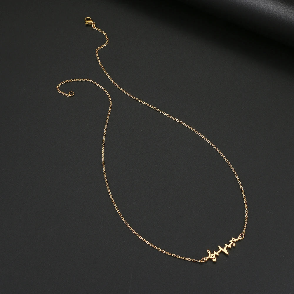 Stainless Steel Necklaces Artist musical Notation Pendant Collar Chain Fashion Necklace For Woman Jewelry Party Friends Gifts GONZALES ONLINE SHOP