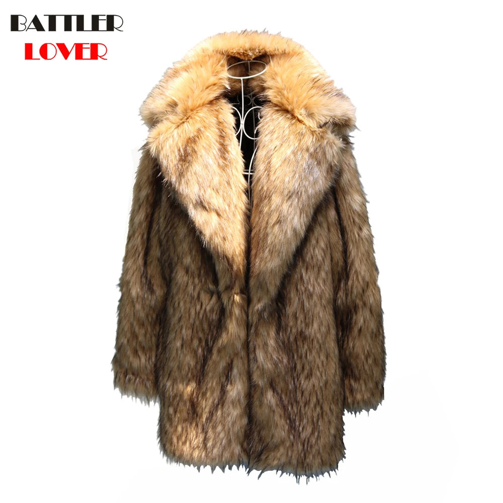 S-6XL New Fashion Cold Winter Jackets For Men 2021 Raccoon Fur Warm Coats Male Soft Faux Fur Trench Overcoats Autumn Clothing GONZALES ONLINE SHOP