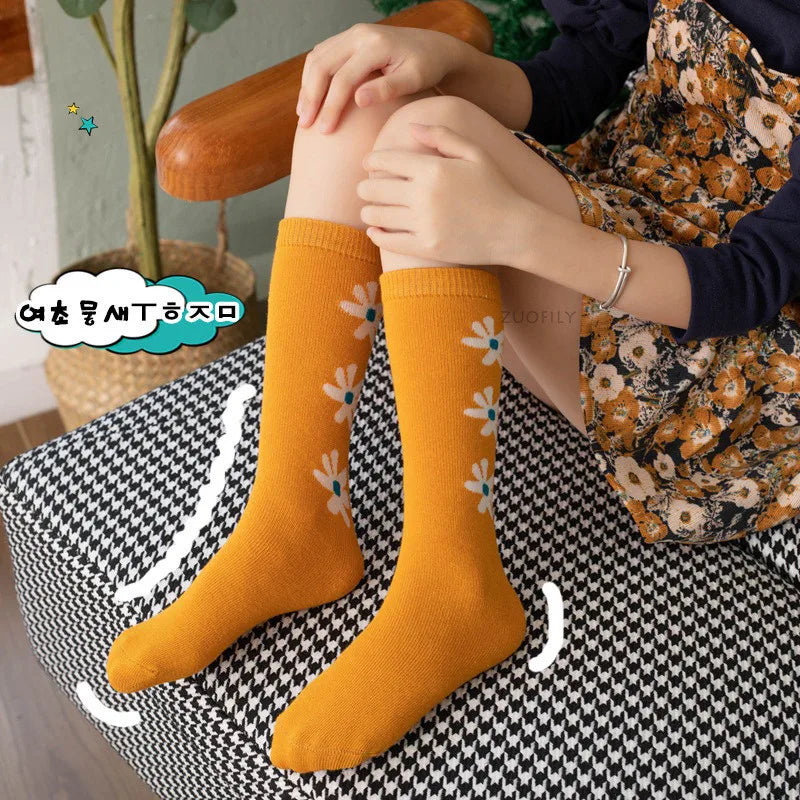 New Infant Baby Girls Boys Soft Cotton Children Socks Kids Knee High Cute Printing Long Sock Candy Color Toddler Newborn Socken GONZALES ONLINE SHOP