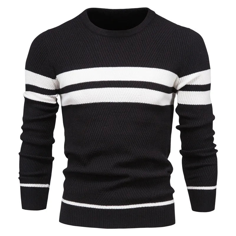 New Autumn Pullover Men's Sweater O-neck Patchwork Long Sleeve Warm Slim Sweaters Men Casual Fashion Sweater Men Clothing GONZALES ONLINE SHOP