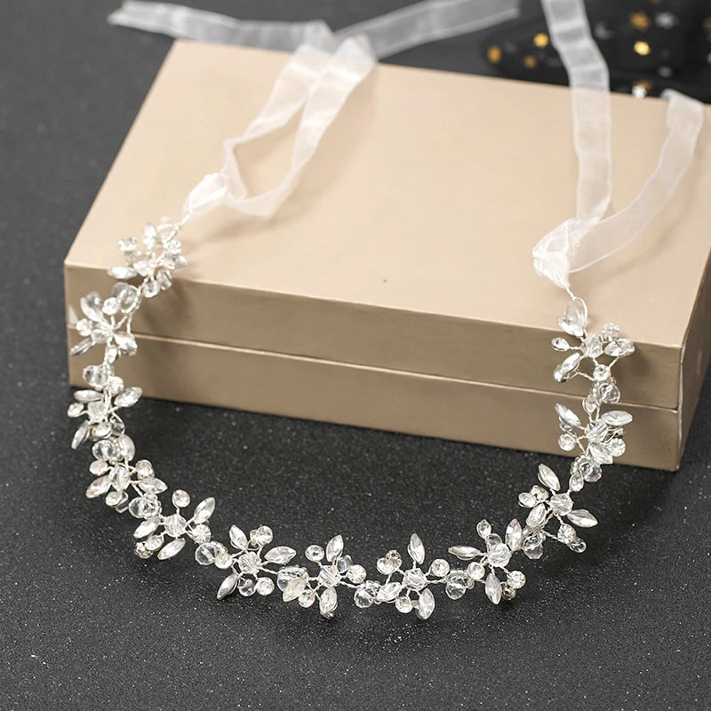 Wedding Headbands For Women Bride Handmade Crystal Rhinestone Tiaras Silver Color Hairbands Hair Accessories Queen Headband Gift GONZALES ONLINE SHOP