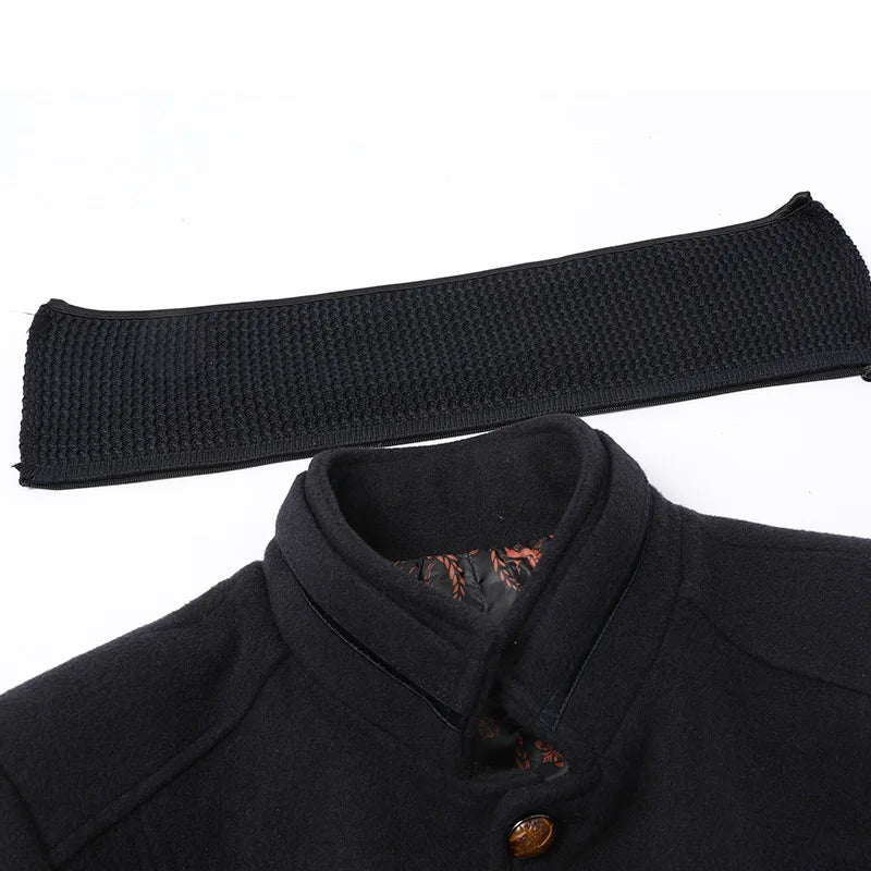 Autumn Winter Wool Jacket Coat Men&#39;s Fashion Double Collar Blends Thicken Male Business Warm Long Sleeve Male Trench Overcoat GONZALES ONLINE SHOP