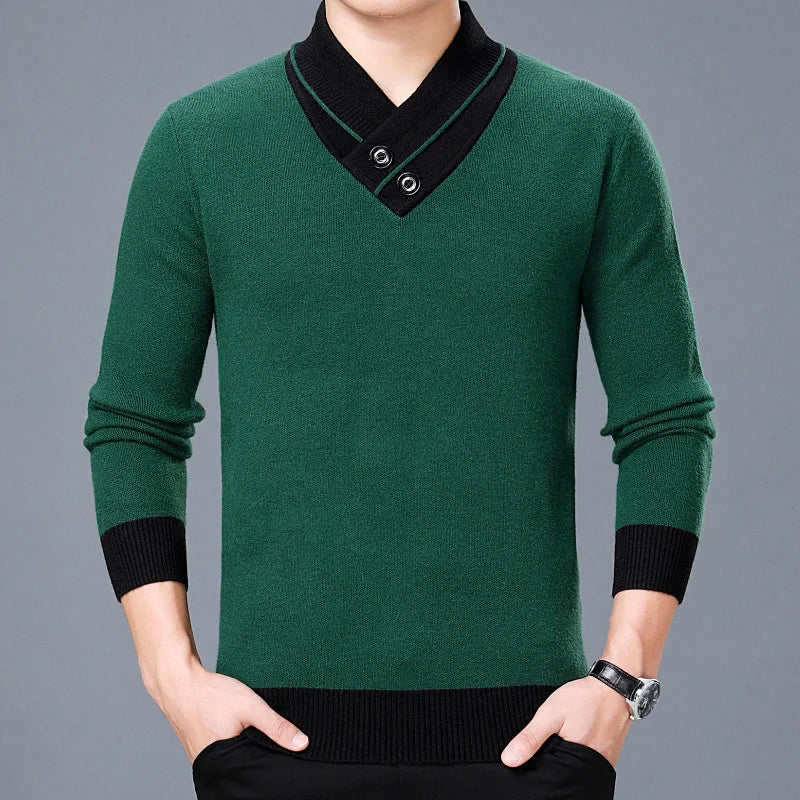 DIMUSI Winter Men;s Sweater Casual Man V-Neck Turtleneck Knitted Sweater Mens Business Double-Collar Knitted Pullovers Clothing GONZALES ONLINE SHOP