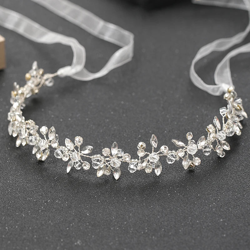 Wedding Headbands For Women Bride Handmade Crystal Rhinestone Tiaras Silver Color Hairbands Hair Accessories Queen Headband Gift GONZALES ONLINE SHOP