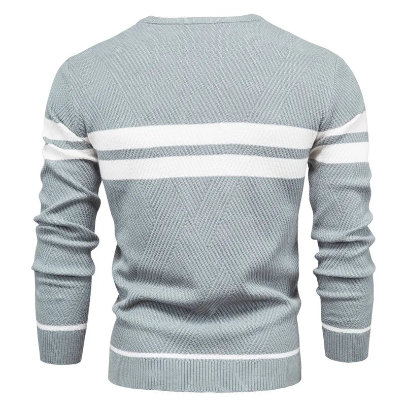 New Autumn Pullover Men's Sweater O-neck Patchwork Long Sleeve Warm Slim Sweaters Men Casual Fashion Sweater Men Clothing GONZALES ONLINE SHOP