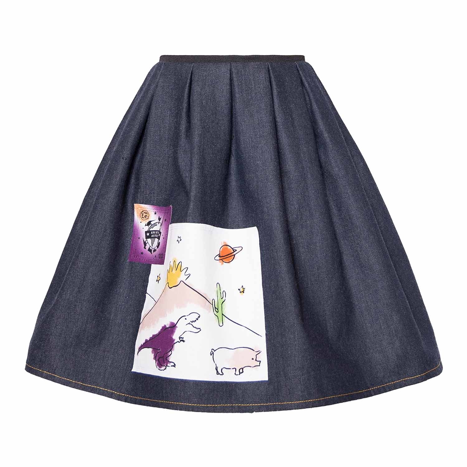 Blue Denim Skirt with Appliqué Infantium Victoria
