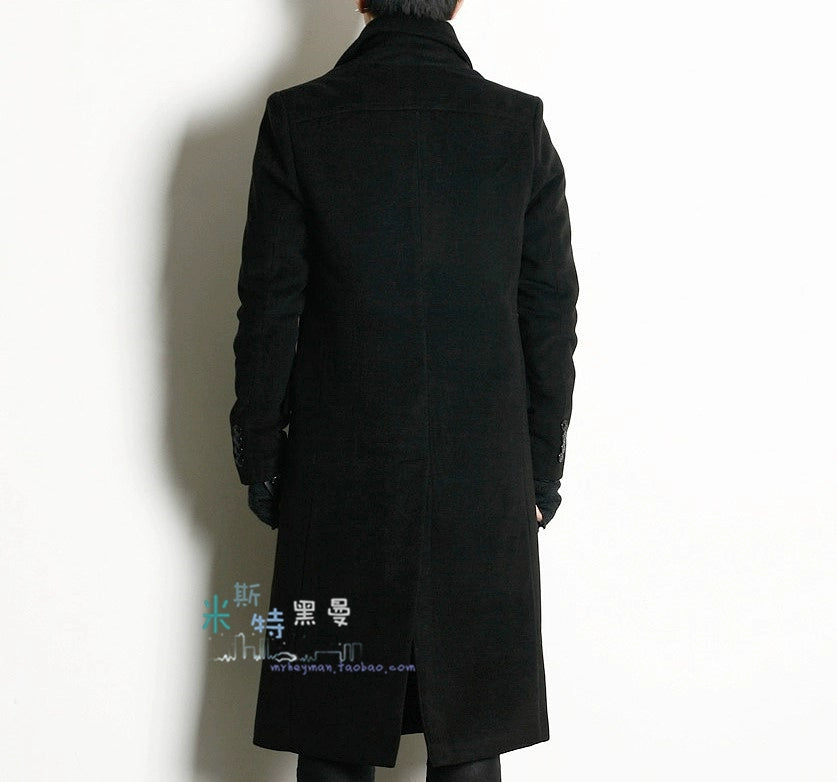 Homemade 18-winter Korean slim double-breasted double-lapel overcoat, woolen overcoat, long British trench coat.     S-6XL!! GONZALES ONLINE SHOP